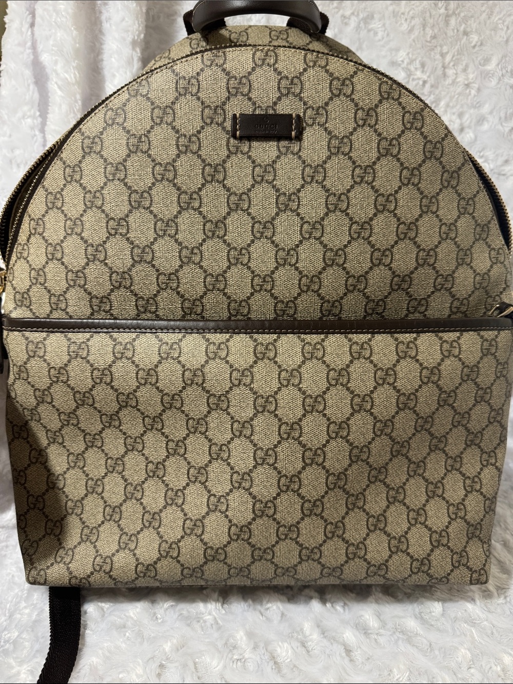 Gucci Brown Beige GG Supreme Monogram Backpack